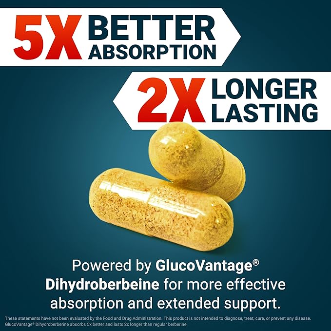Force Factor Ultra Berberine Enhanced Absorption, with Ceylon Cinnamon, Dihydroberberine & Chromium, 5X Absorption, 2X Longer Lasting, Promote Lean Body Mass, 60 Vegetable Capsules