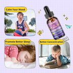 Kids Magnesium Liquid Drops-Magnesium Glycinate Liquid for Kids Supplement-w/L-theanine, Omega-3, Vitamin B6, D3 - for Sleep, Relaxation, Brain, Bones - Mango Flavor, 2 Fl Oz
