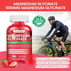 Magnesium Glycinate Gummies 1000mg, High Absorption Sugar Free Magnesium Potassium Supplement for Relaxation, Stress Relief, and Sleep Support for Adults & Kids - 180 Strawberry Gummies