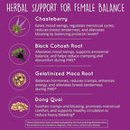 Hormone Balance for Women 180 Ct – PMS Support Supplement for Women, Menopause & Perimenopause | Bloating Relief, Menstrual Cramp, Mood, PMDD | Chasteberry, Black Cohosh, Dong Quai | Vegan, Non-GMO