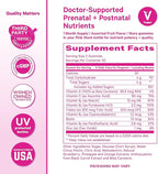 Pink Stork Fertility + Prenatal + Postnatal Gummy Vitamins – Full Motherhood Journey Support – Multivitamin with Folate, B Vitamins, Zinc & Biotin – Postpartum Essentials - 60 Assorted Fruit Gummies
