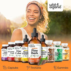 Wild & Organic Pine Bark Drops - Antioxidant Support - French Maritime Pine Bark Extract Tincture - 5-Month Supply - Pinus Pinaster Supplement - Vegan, Sugar & Alcohol-Free - 4 fl oz