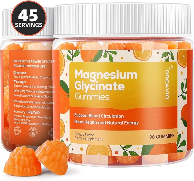 90 Count Magnesium Glycinate Gummies w/Ashwagandha Supplement - Sugar Free Zinc Magnesium Glycinate Supplement Ashwagandha Gummies for Adults Orange Flavor
