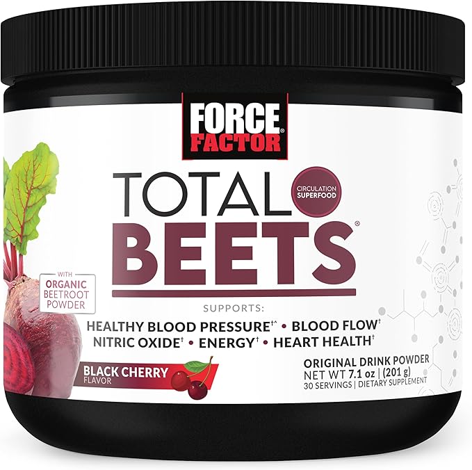 Force Factor Total Beets Delicious Superfood Powder with Nitrates to Support Healthy Blood Pressure, Circulation, Blood Flow, Nitric Oxide, Energy, Stamina & Cardiovascular Heart Health, 30 Servings