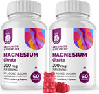 DR. MORITZ Magnesium Gummies for Adults - Sugar-Free Calm Magnesium Gummies - Supports a Healthy Stress Response - Raspberry Flavor - Non-GMO, 200 mg, 2 Pack (120 Count)