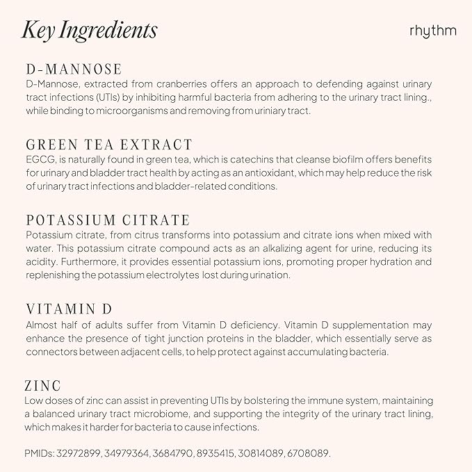 RHYTHM Girl, Bye | Fast-Acting Keto UTI Relief & Defense + Urinary Tract Health Drink Mix | pH Balancing | Workout & Intimacy | Essential Minerals (20 Travel Packs, Cranberry Medley)