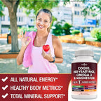 NEW AGE COQ10 200mg Red Yeast Rice 3000mg Omega 3-6-9 3000mg Magnesium Complex 500mg Zinc Vitamin K2 D3 - Vitamins for Women and Men with Vitamin B3, Coenzyme Q10-120 Count