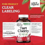 Wild & Organic Tart Cherry Extract Capsules 600 mg - Uric Acid Support - Tart Cherry Supplement - Prunus Cerasus Fruit Powder - 180 Days of Supply - Vegan, No Fillers, Non-GMO - 180 Count