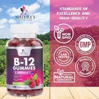 Vitamin B12 Energy Gummies - 3000 mcg per Serving Extra Strength B 12 Gummy for Metabolism & Immune System Support - Chewable Dietary B12 Supplements, Caffeine Free Gummy Vitamin - 120 Gummies