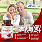 FineLand Cranberry Extract 60:1 — High Potency Cranberry Pills for UTI Support — 100 Vegan Capsules, 100-Day Supply, Non-GMO, Made in USA
