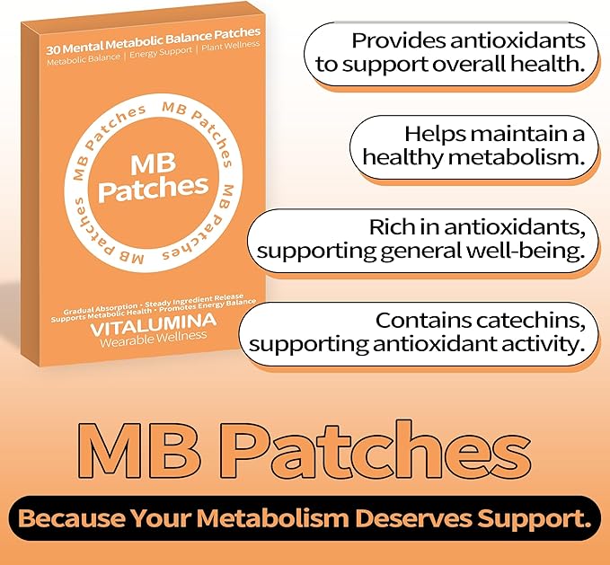MB Patches | Plant-Based Daily Vitality & Balance Support | Citrus & Green Tea Botanical Blend | Vegan Wellness Patches – 30 Count