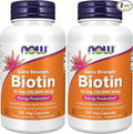 NOW Foods Supplements, Biotin 10 mg (10,000 mcg), Extra Strength, Energy Production*, 120 Veg Capsules, (Pack of 2)