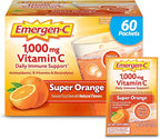 Emergen-C 1000mg Vitamin C Powder for Daily Immune Support Caffeine Free Vitamin C Supplements with Zinc and Manganese, B Vitamins and Electrolytes, Super Orange Flavor - 60 Count/2 Month Supply