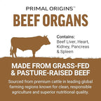Force Factor Primal Origins Grass-Fed Beef Organs, Pasture-Raised Supplement with Liver, Kidney, Heart, Pancreas & Spleen, Hormone & Antibiotic Free, Non-GMO, 3500mg, 150 Capsules