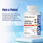 Omega 3 Fatty Acids Fish Oil Supplement - Triple Strength - 1000 mg Encapsulations with EPA 165 mg & DHA 105 mg for Heart, Brain & Joint Care - Burpless Omega3 - Lemon Flavor - 250 Softgels