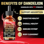 12in1 Dandelion Root Liquid Extract with Milk Thistle, Artichoke Extract, Turmeric, Beet Root, N-Acetyl Cysteine and 6 More Herbals - 1 Fl Oz - 60 Days Supply
