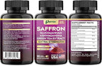 Saffron Supplement with Glucomannan, Ashwagandha, Green Tea Extract, Zeaxanthin & Lutein, Vision Support & Daily Wellness Formula, Extra Strength Plant-Based Capsules, 4 Month Supply (2 Pack)