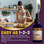 WellnessOne Liquid Copper Supplements - Bone Health & Immune Support Supplement - Copper Supplement Drops for Blood Cell Production & Collagen Formation for Kids, Men & Women - 1.67 fl oz