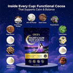 OVIA Night Calm – Melatonin-Free Magnesium Mushroom Hot Cocoa for Sleep – Nighttime Hot Chocolate with L-Tryptophan, L-Theanine & Reishi – Relaxation, Stress & Cortisol Support | 30 Servings