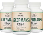 Akkermansia Probiotic and Postbiotic (Increases GLP-1 Production) 120 Capsules, 50mg per Serving (Third Party Tested to 5 Billion TFU per Serving, 50 Billion CFU per Gram) by Double Wood