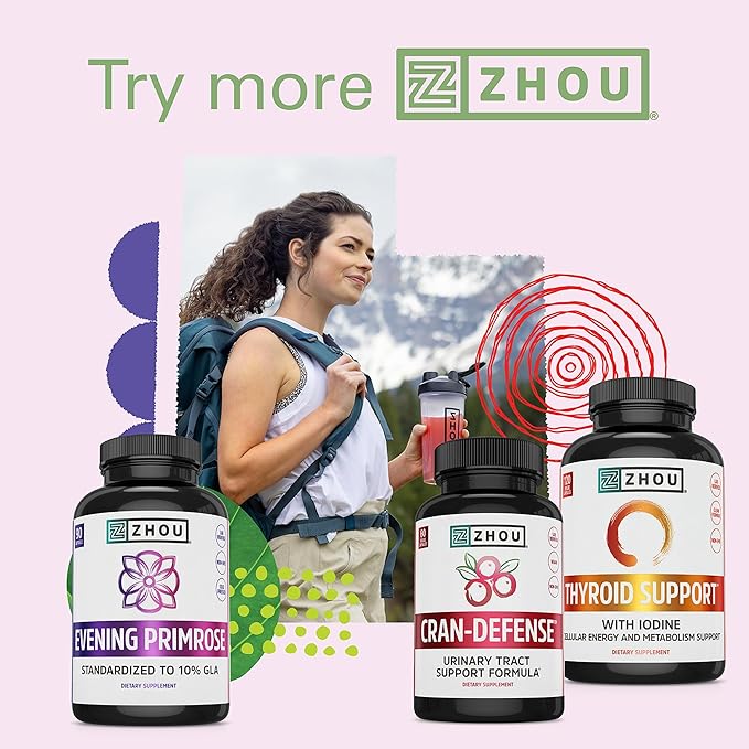 Zhou Cran-Defense - Cranberry Pills for Women & Men, D Mannose with Cranberry Extract, 1000 mg D-Mannose Per Serving for Urinary Tract Health, Antioxidant Support - 60 Veggie Capsules
