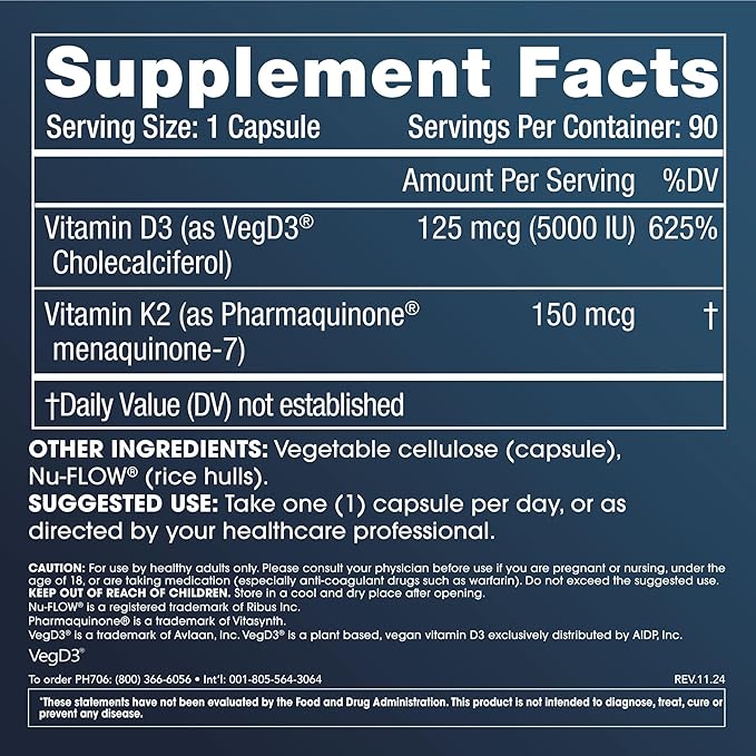 ProHealth Vitamin D3 + K2 | 90 Capsules | Bioactive VegD3® & MK-7 for Bone, Heart & Immune Support | Non-GMO, Triple Lab-Tested, USA GMP-Certified