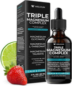 Triple Magnesium Complex Liquid Drops - Magnesium Glycinate Supplement with L-Threonate, Taurate - Ashwagandha, L-Theanine, 5-HTP, Vitamins B6, B12, Bromelain, Inositol for Mineral Balance
