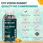 Eye Vision Gummies – 60 Berry-Flavored Vegan Gummies with Lutein, Zeaxanthin, Astaxanthin, DHA, Vitamins A, C, E – Gelatin-Free, Gluten-Free | Individually Wrapped