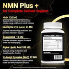 NMN Complex Plus+ for Women & Men with NAC, Alpha Lipoic Acid, CoQ10 & Resveratrol – 5-in-1 Cellular Energy & Healthy Aging Support – 60 Capsules, Non-GMO, Made in USA