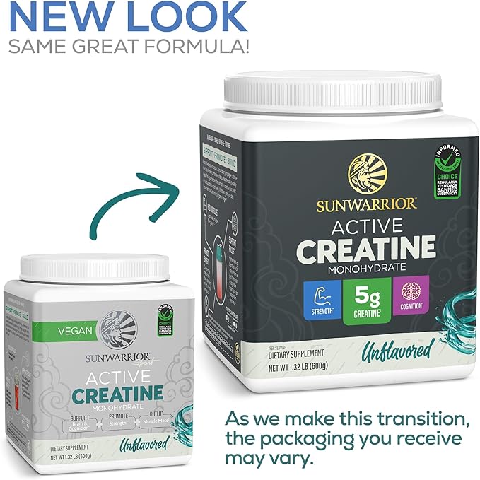 Sunwarrior Creatine Monohydrate Powder Micronized PreWorkout Recovery Supplement | Support Muscle Building Strength Training Cognition | Vegan & Keto Friendly Bulk Size (120 Servings) Unflavored