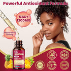 Liposomal NAD Supplement - 1200mg NAD+ Liquid Drops for Women & Men with Resveratrol, Black Pepper Extract - Support Anti-Aging, Brain & Cellular Mitochondrial Health - 2 Fl Oz, Pineapple Flavor
