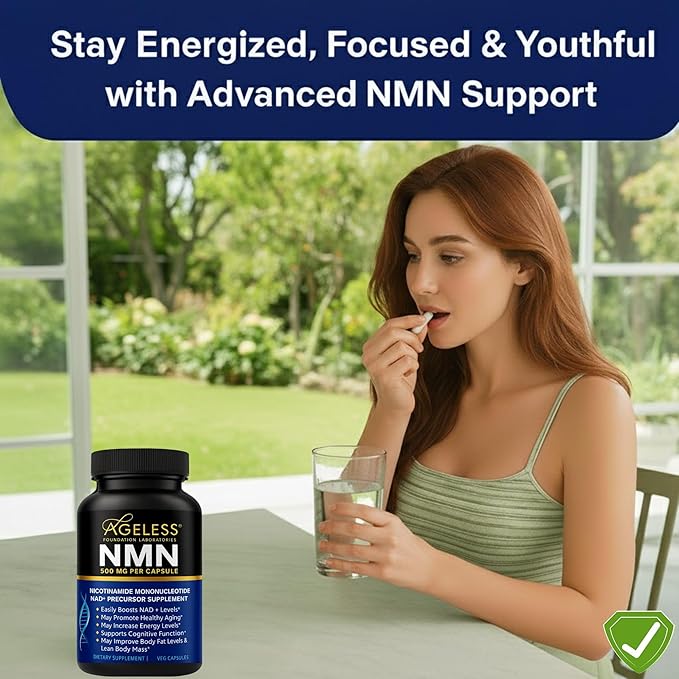 NMN Supplement 500mg – Nicotinamide Mononucleotide | Supports NAD+ Levels, Energy, Cognitive Function, Muscle Health & Healthy Body Composition Capsules (90)