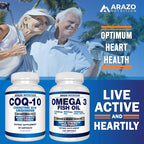 Arazo Nutrition CoQ10 Ubiquinone Coenzyme Q10-200mg Per Serving Maximum Strength Nutritional Supplement - High Absorption Capsules with No Soy
