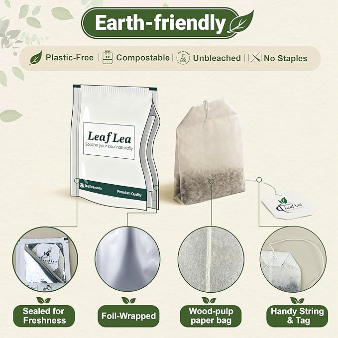 LeafLea Turmeric Tea with Ginger and Cinnamon, 80 Premium Turmeric Ginger Tea Bags, 100% Natural Ingredients Herbal Tea, Vegan, No Sugar, Caffeine-Free, Each Tea Bag Sealed for Fresh Flavor