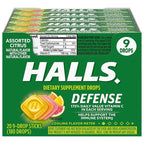 HALLS Defense Assorted Citrus Vitamin C Drops, 20 Sticks of 9 Drops (180 Total Drops)
