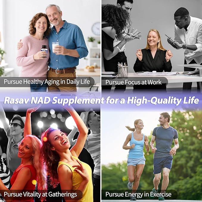 Rasav NAD Supplement 10-in-1 Extra Strength – NAD Resveratrol with CoQ10, Urolithin A, Green Tea Extract & ALA – NMN Supplement Alternative for Women & Men