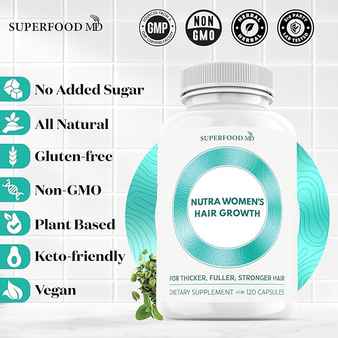 Women's Balance Hair Growth Supplements, Ages 45 and Up, Customer Proven for Visibly Thicker Hair and Scalp Coverage, Soy-Free, Made with 26 Ingredients including Beta Carotenes - 3 Month Supply