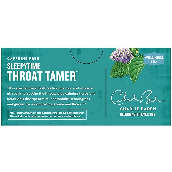 Celestial Seasonings Wellness Tea, Sleepytime Throat Tamer, Caffeine Free Sleep Tea, 20 Tea Bags