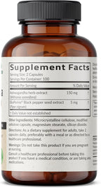 Futurebiotics Ashwagandha Extra Strength Stress & Mood Support with BioPerine - Non GMO Formula, 200 Vegetarian Capsules