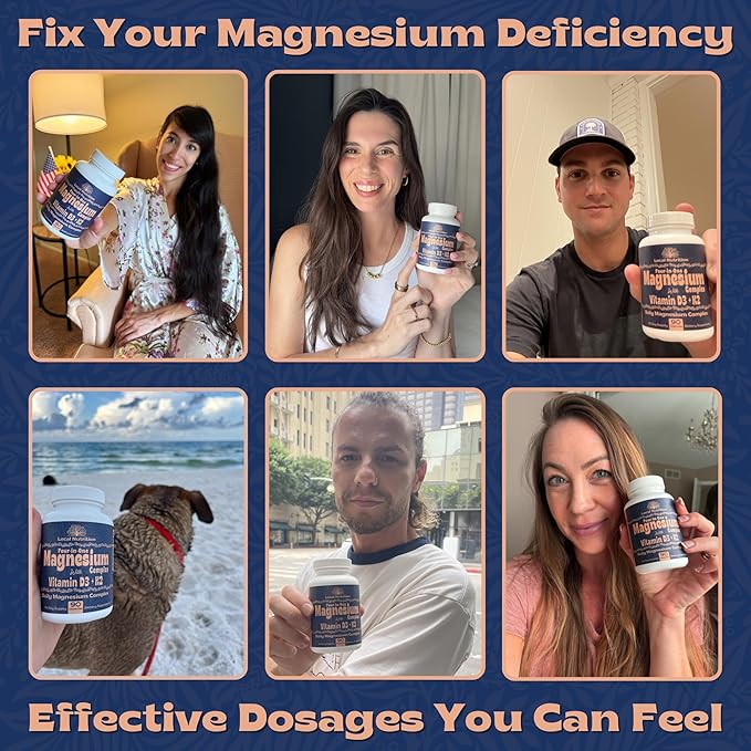 Magnesium Complex 420mg with Vitamin D3 K2 - Four Bioavailable Forms Including Bisglycinate (Glycinate), Malate, Taurate, and Chloride for Superior Absorption - 90 Capsules Made in USA