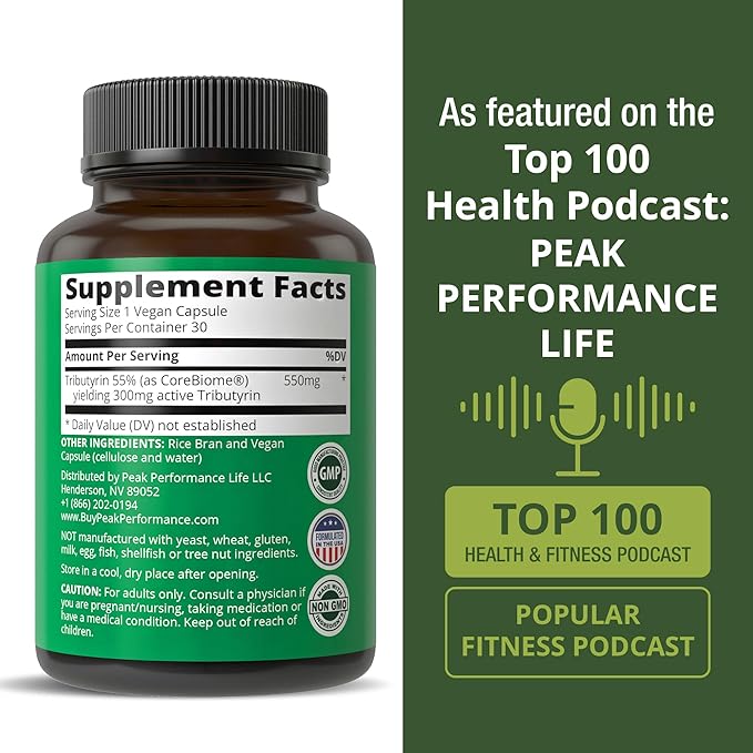 CoreBiome Tributyrin Postbiotic Supplement Clinically Tested for Gut Health. More Effective Than Sodium Butyrate Capsules. High Bioavailability Post Biotics for Digestive, Leaky Gut, Colon, Microbiome