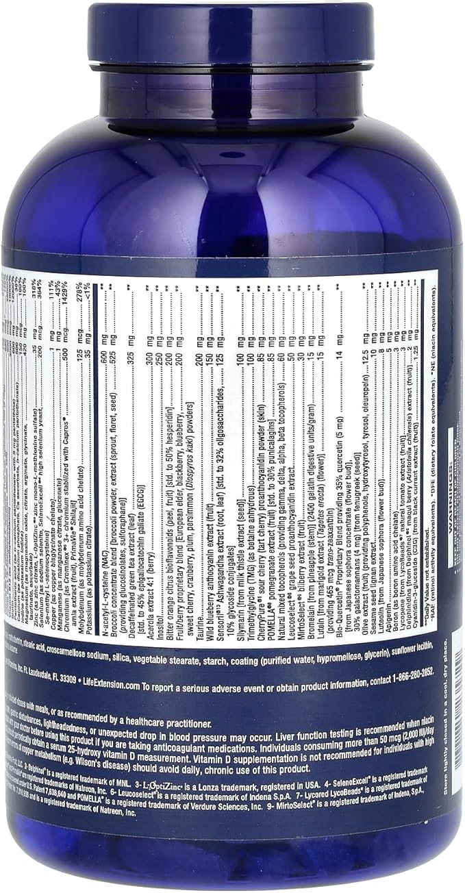 Life Extension Mix™ Tablets with Extra Niacin, high Potency, Advanced Vitamin, Mineral, Fruit & Vegetable Formula, Plus Extra B3, for Whole-Body Health, Healthy Aging, Gluten-Free, 240 Tablets