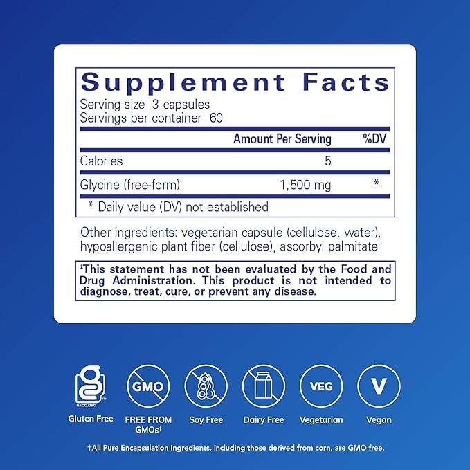 Pure Encapsulations Glycine - Supports Restful Sleep & Liver Detox* - Liver Supplement - Vegan & Gluten-Free - 180 Capsules
