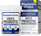 Physician's CHOICE Probiotics for Men - 70 Billion CFU - 8 Strains - Selenium & Organic Prebiotics - Supports Digestive Health, Microbiome, Colon, Immune Health - Advanced Men's Probiotic - 15ct 2pck
