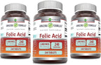 Amazing Formulas Folic Acid 1000 mcg (1 mg) Tablets Supplement | Vitamin B9 | Non-GMO | Gluten Free | Made in USA (240 Count | 3 Pack)