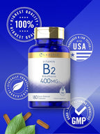 Carlyle Vitamin B-2 400mg | 180 Count | Non-GMO, Gluten Free Supplement | B2 Riboflavin