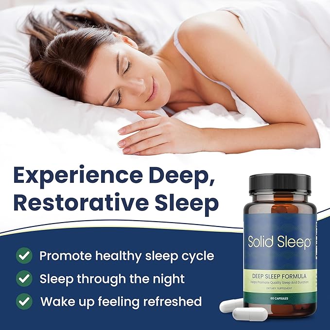 Deep Sleep Formula, Natural Sleep Aid Without Melatonin, Magnesium Bisglycinate, L. Theanine, Inositol, Sleep Pills for Adults, 60 Vegan Capsules
