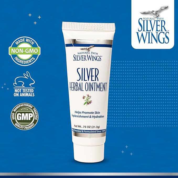 Natural Path Silver Wings 250ppm Silver Herbal Ointment - Nourishing and Moisturizing Skin Care 0.75oz
