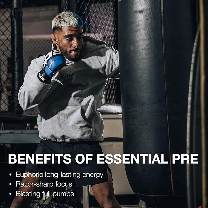 RAW Nutrition - Essential Pre - Chris Bumstead Pre Workout Formula, Sports Nutrition Pre-Workout Powders | Men & Womens Drink, Energy Powder for Working Out (Peach Mango)