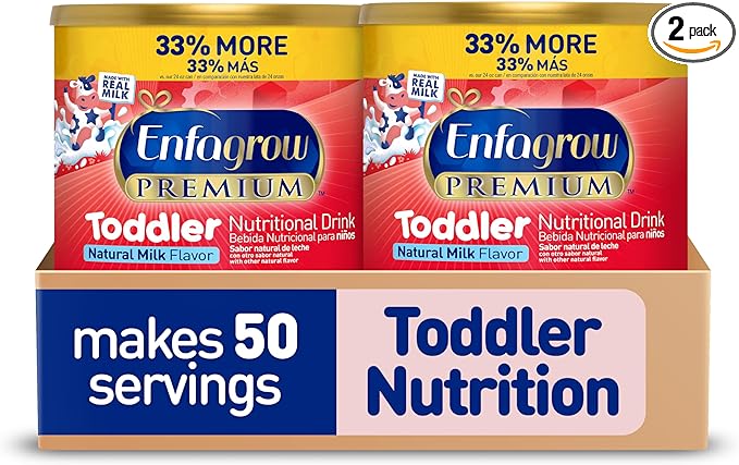 Enfagrow Premium Toddler Milk Nutritional Drink,Enfagrow Toddler Drink,Try Our Brain-Supporting Trio,32oz Can,(Pack of 2)